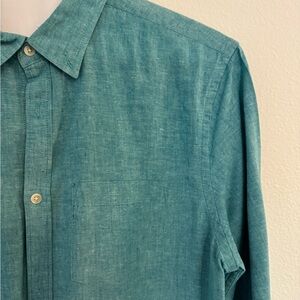 Men's chambray Teal Long Sleeve Shirt